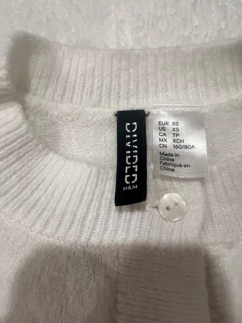 White Ribbed Button-Up Cardigan - Picture 3 of 5